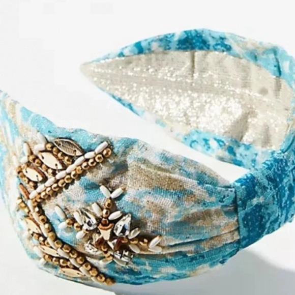 Anthropologie NamJosh Blue Beaded Headband - Picture 2 of 2
